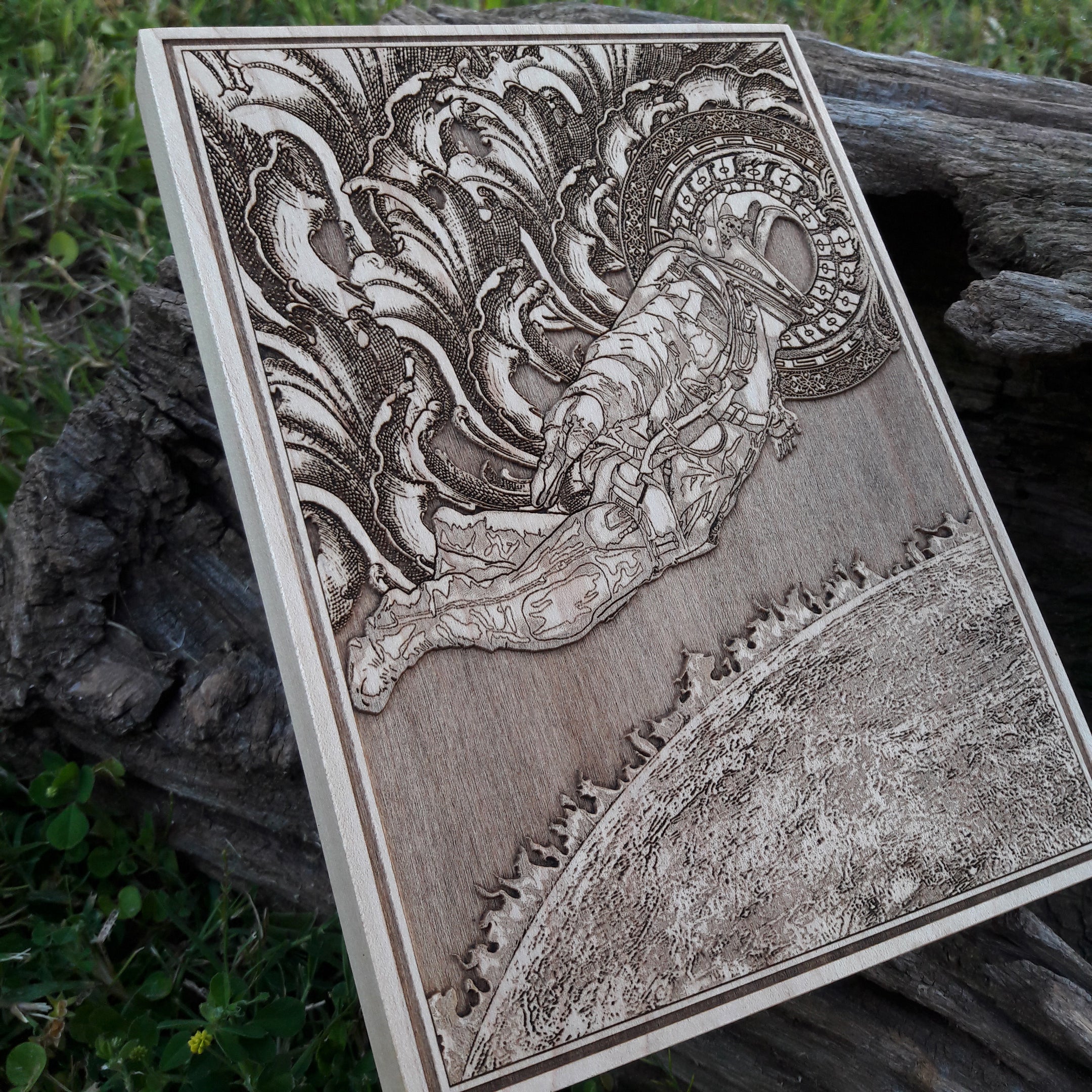 Space-themed astronaut engraving – handcrafted wall decor