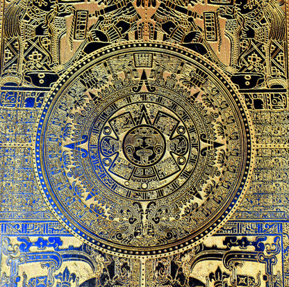 Aztec Calendar Black Paint - Large