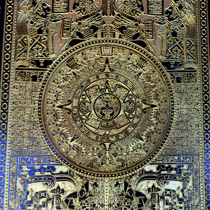 Aztec Calendar - Black Paint - Gold Pigment - Medium