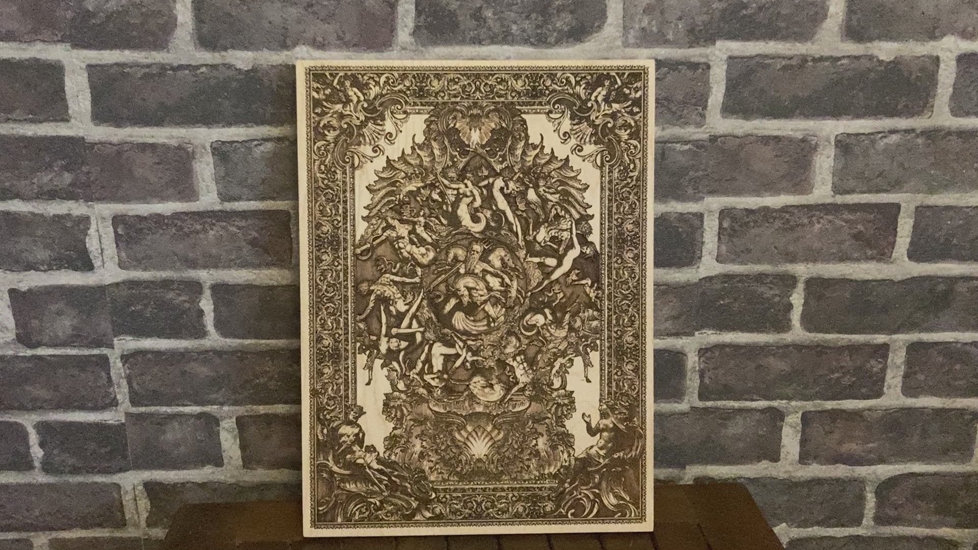 Mythical sea god Neptune carved in wood for beach homes