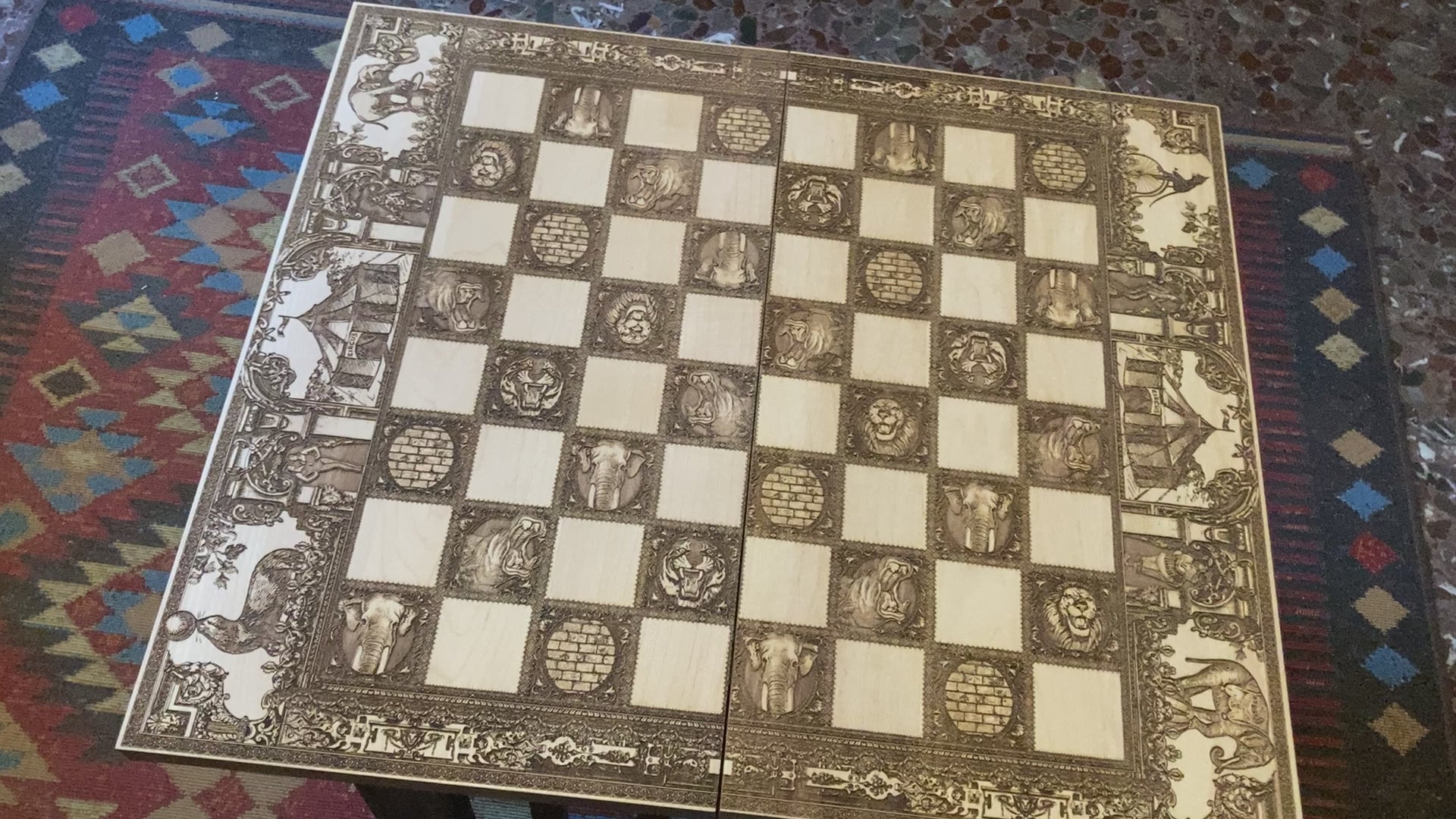 Vintage Circus Chess Board - Tournament Size