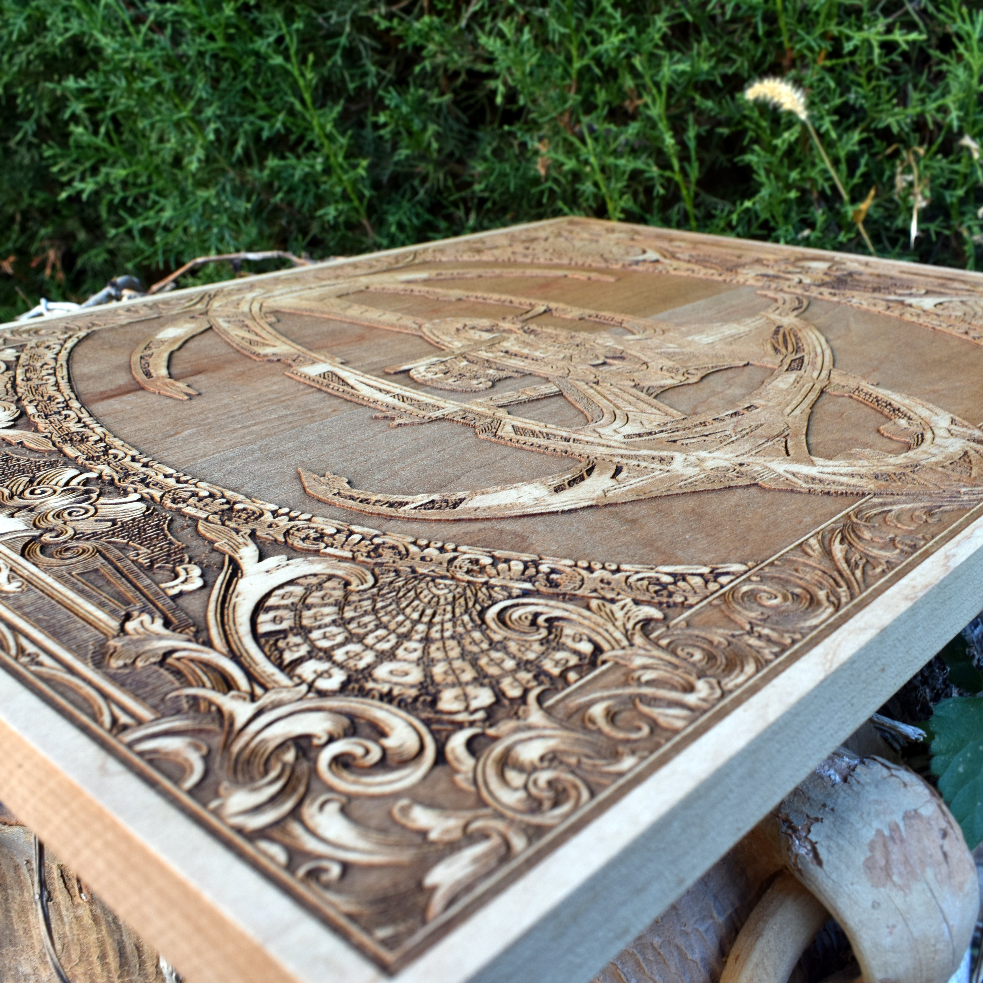 Star Trek style wooden starship wall plaque