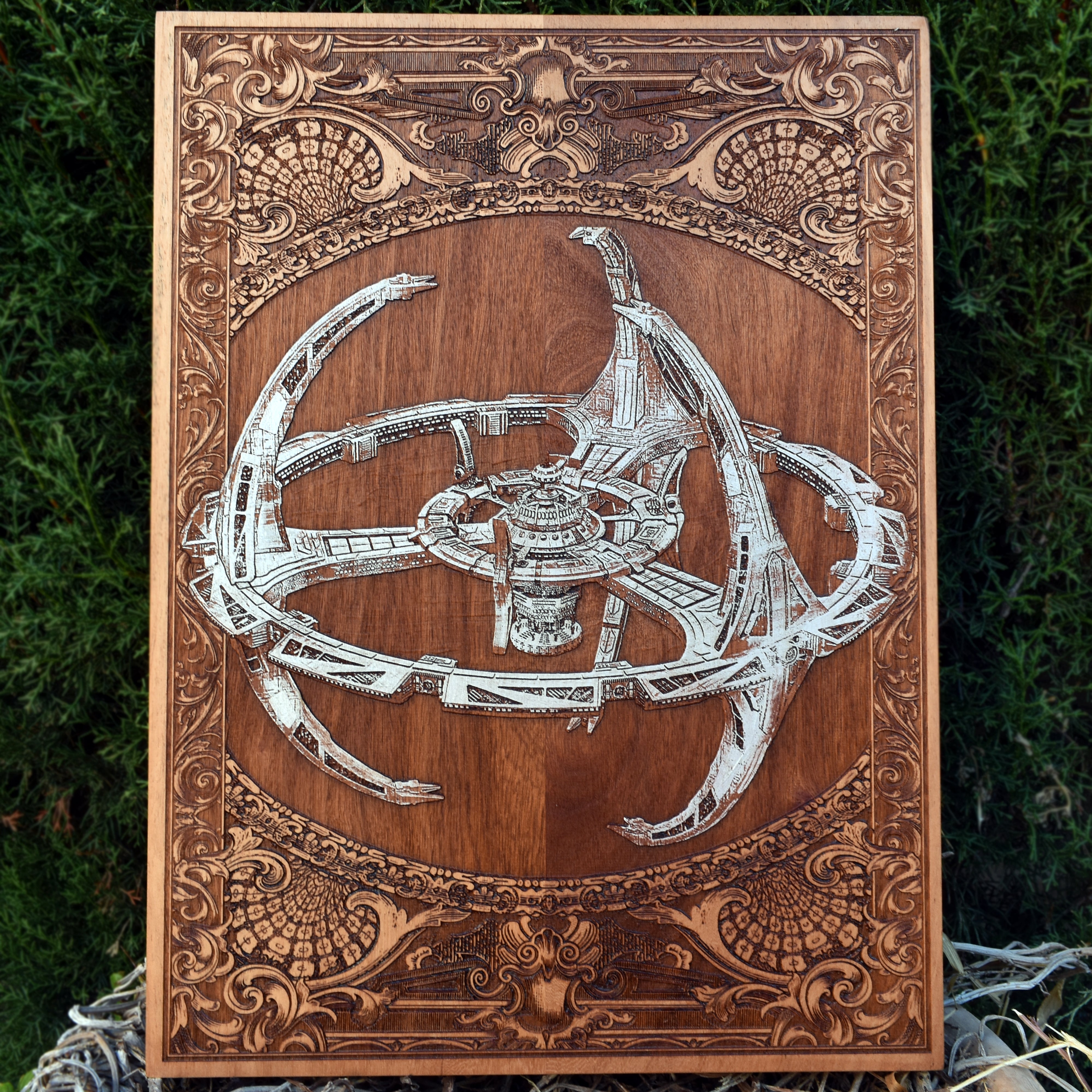 Intergalactic Ship IV Enterprise - Large Cedar Wood - Hand Painted