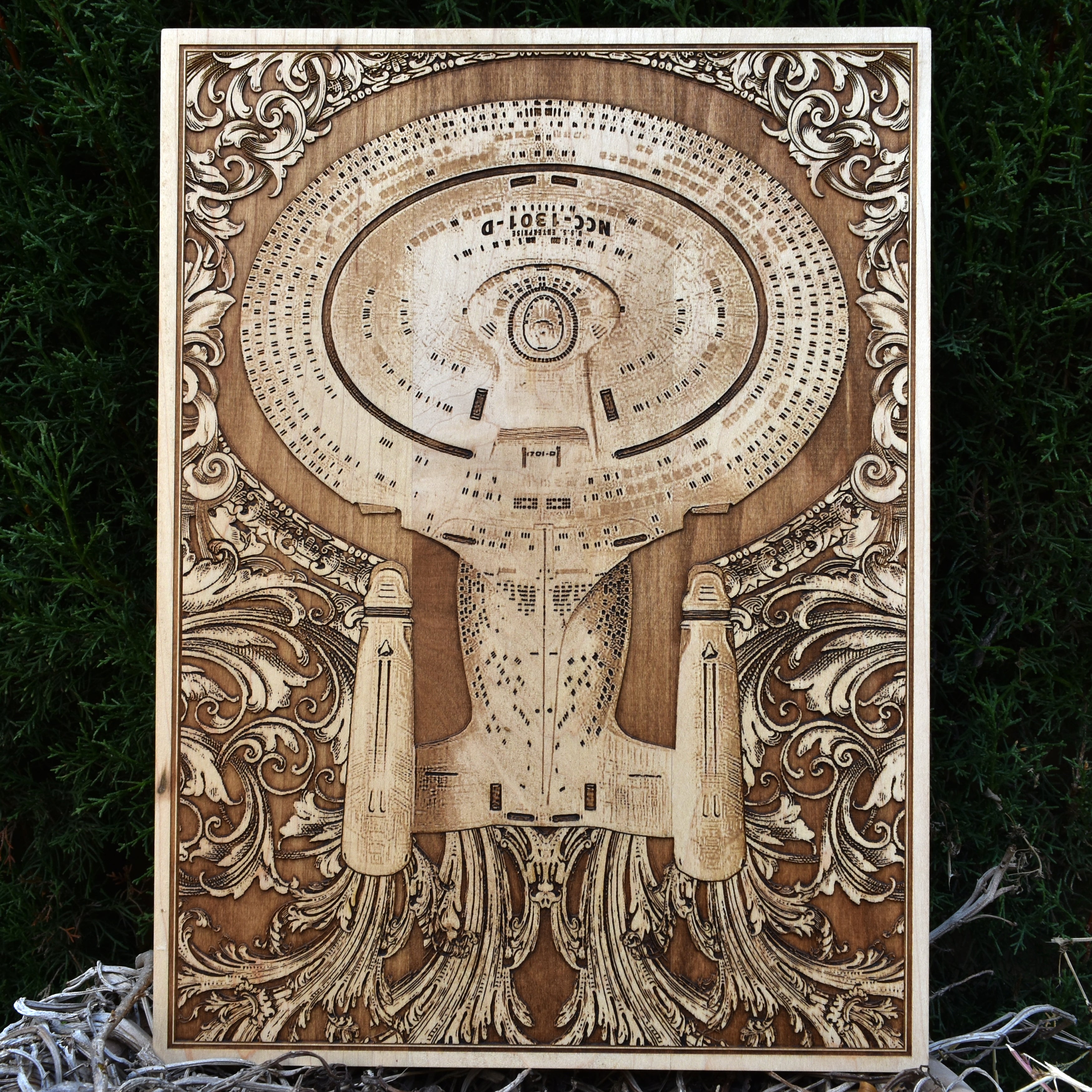Star Trek Enterprise NCC-1701D wood wall art for sci-fi fans