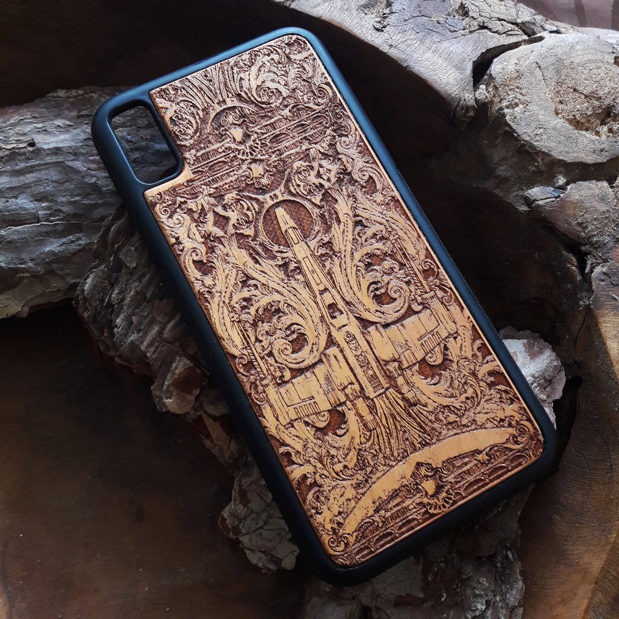 Laser-engraved X-Wing Starship phone case, perfect for iPhone & Galaxy models
