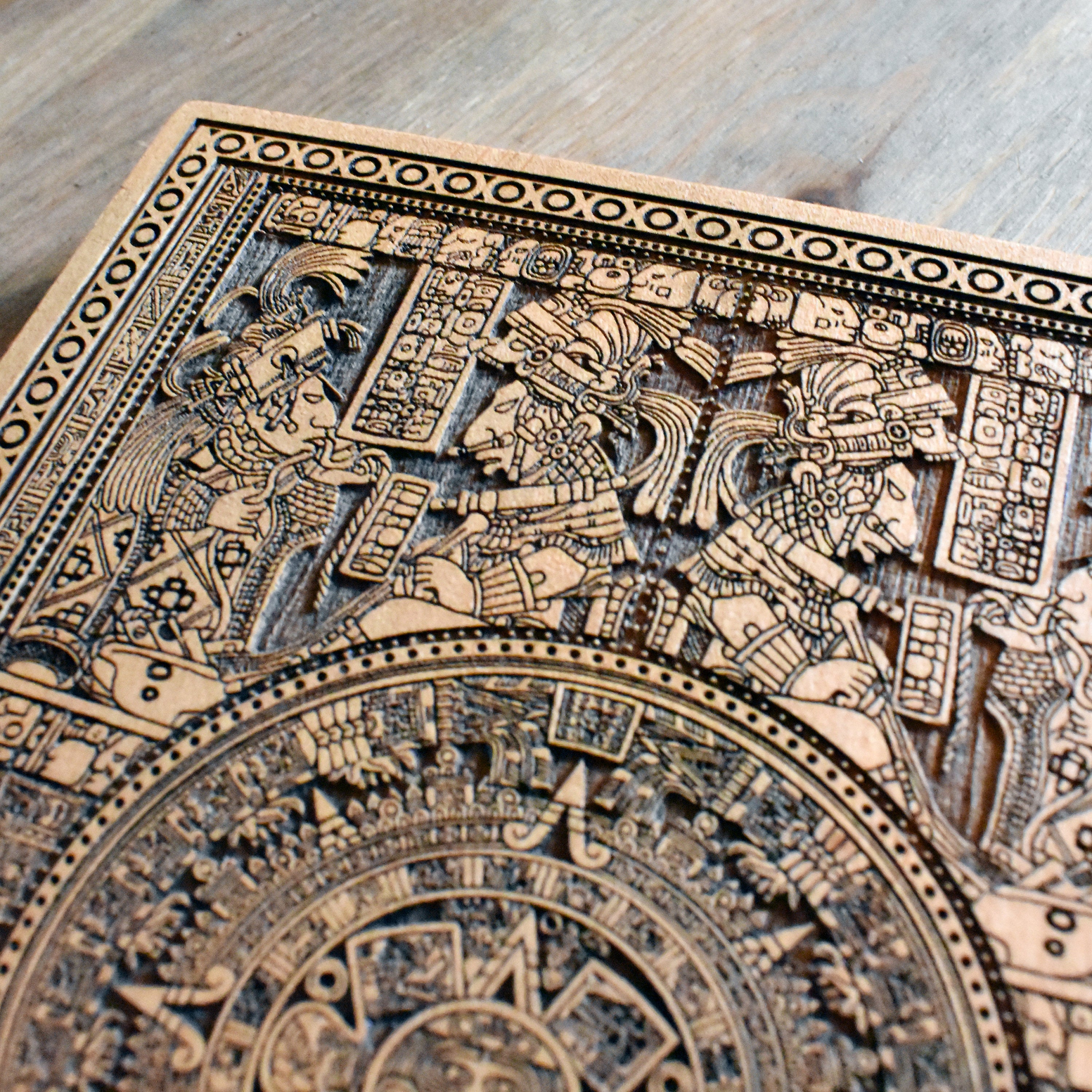 Handcrafted Aztec Calendar Mayan Wall Plaque – Rustic Aesthetic