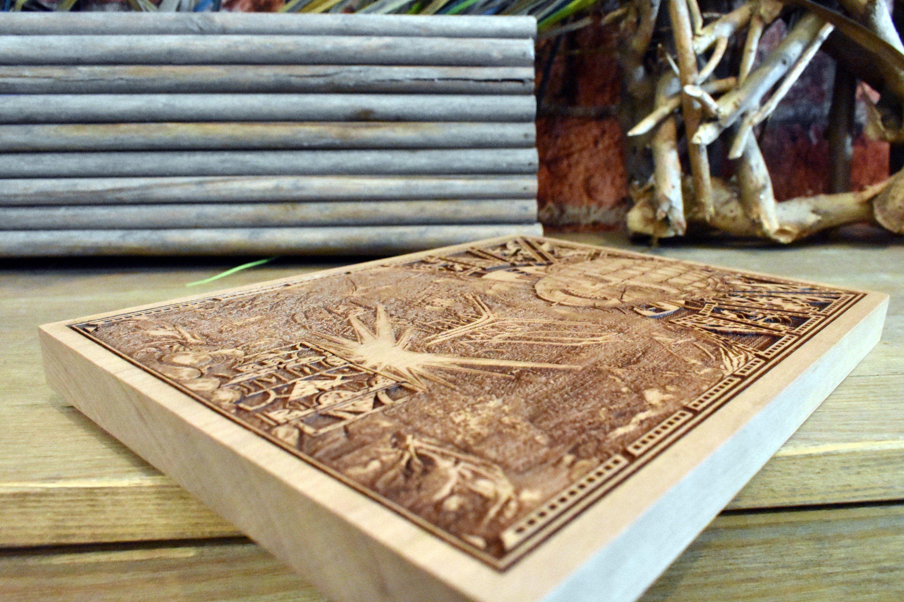 Handcrafted horror movie wall decor – Hellraiser Pinhead wooden engraving, perfect gift for gothic and Halloween lovers.