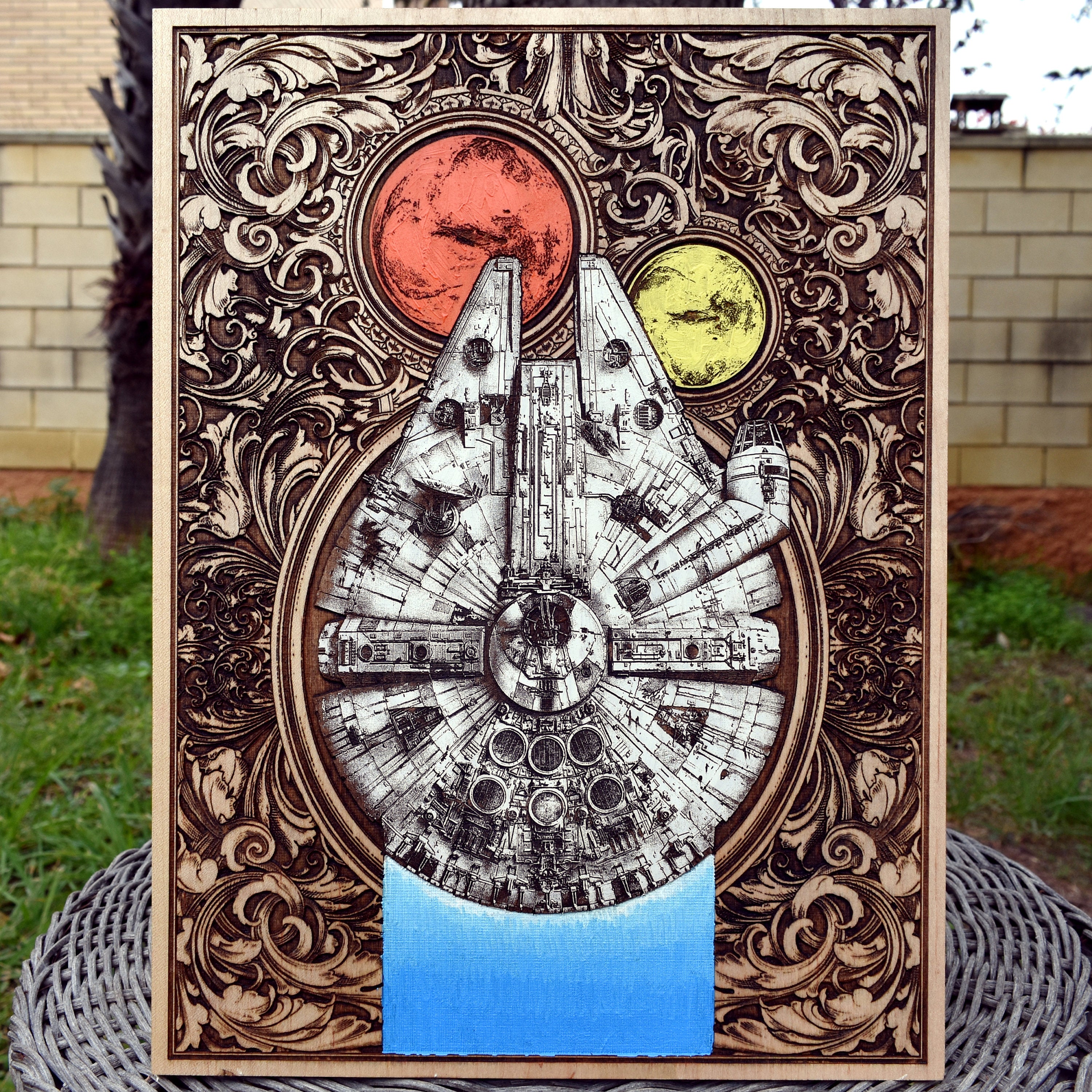 Millennium Falcon Wood Wall Art – Star Wars Gift for Sci-Fi Fans
