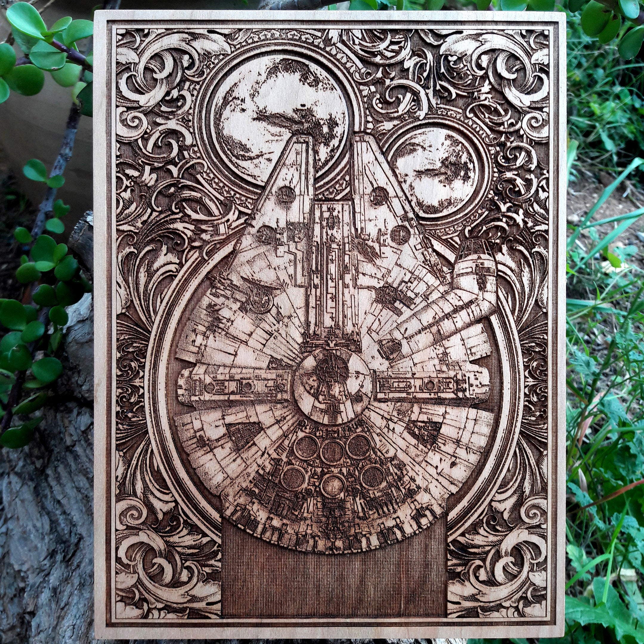 Star Wars 5-year anniversary wooden poster, engraved wall art gift.