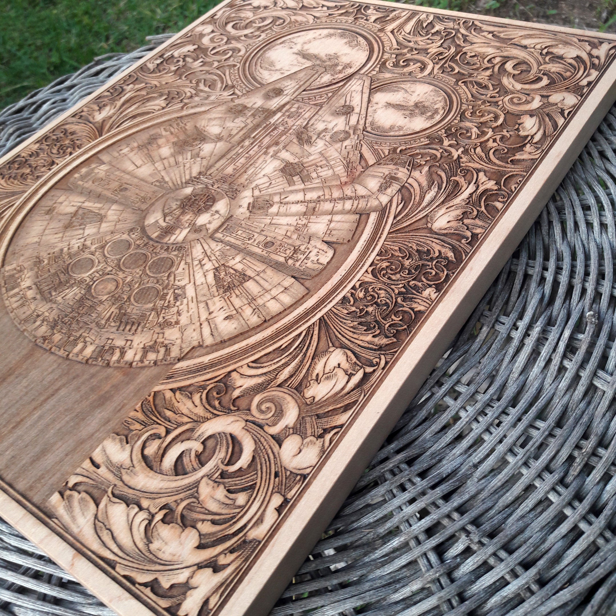 Star Wars decor gift Millennium Falcon wood engraving