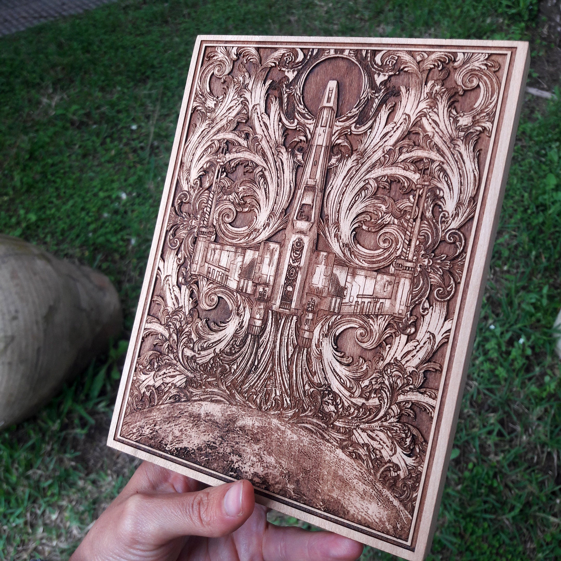 Handmade wooden artwork 'nan' – wood gift for 5 year anniversary, wedding present, gift for him or her, romantic handcrafted decor