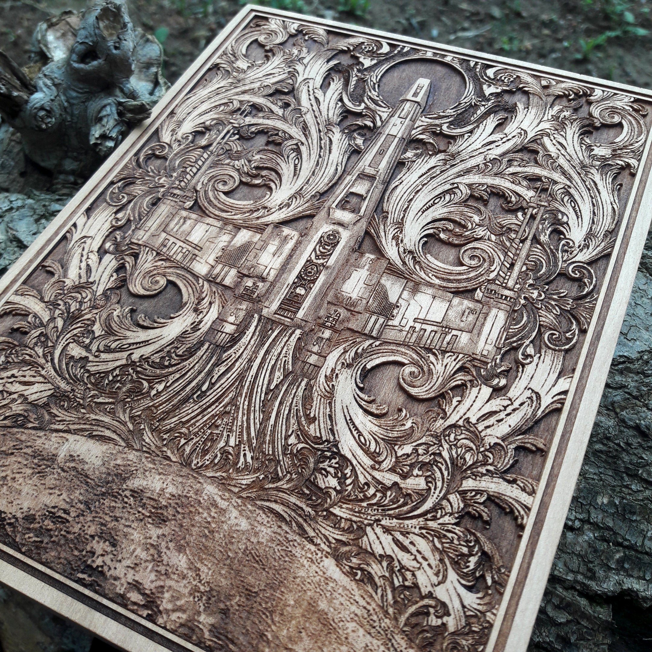 Handmade wooden artwork 'nan' – wood gift for 5 year anniversary, wedding present, gift for him or her, romantic handcrafted decor