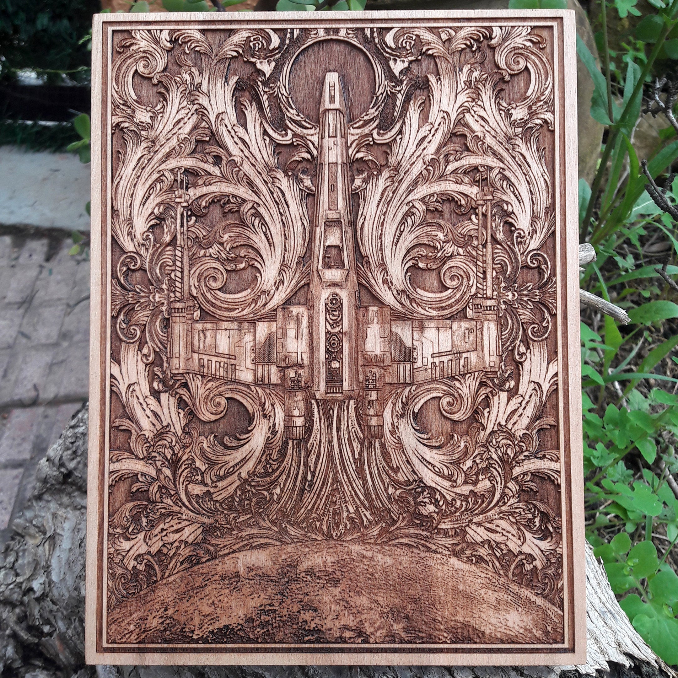 Handmade wooden artwork 'nan' – wood gift for 5 year anniversary, wedding present, gift for him or her, romantic handcrafted decor