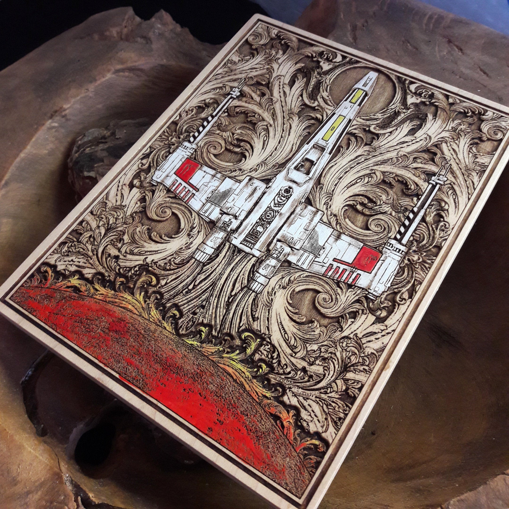 Star Wars X-Wing ship wood art, ideal gift for anniversary and fans