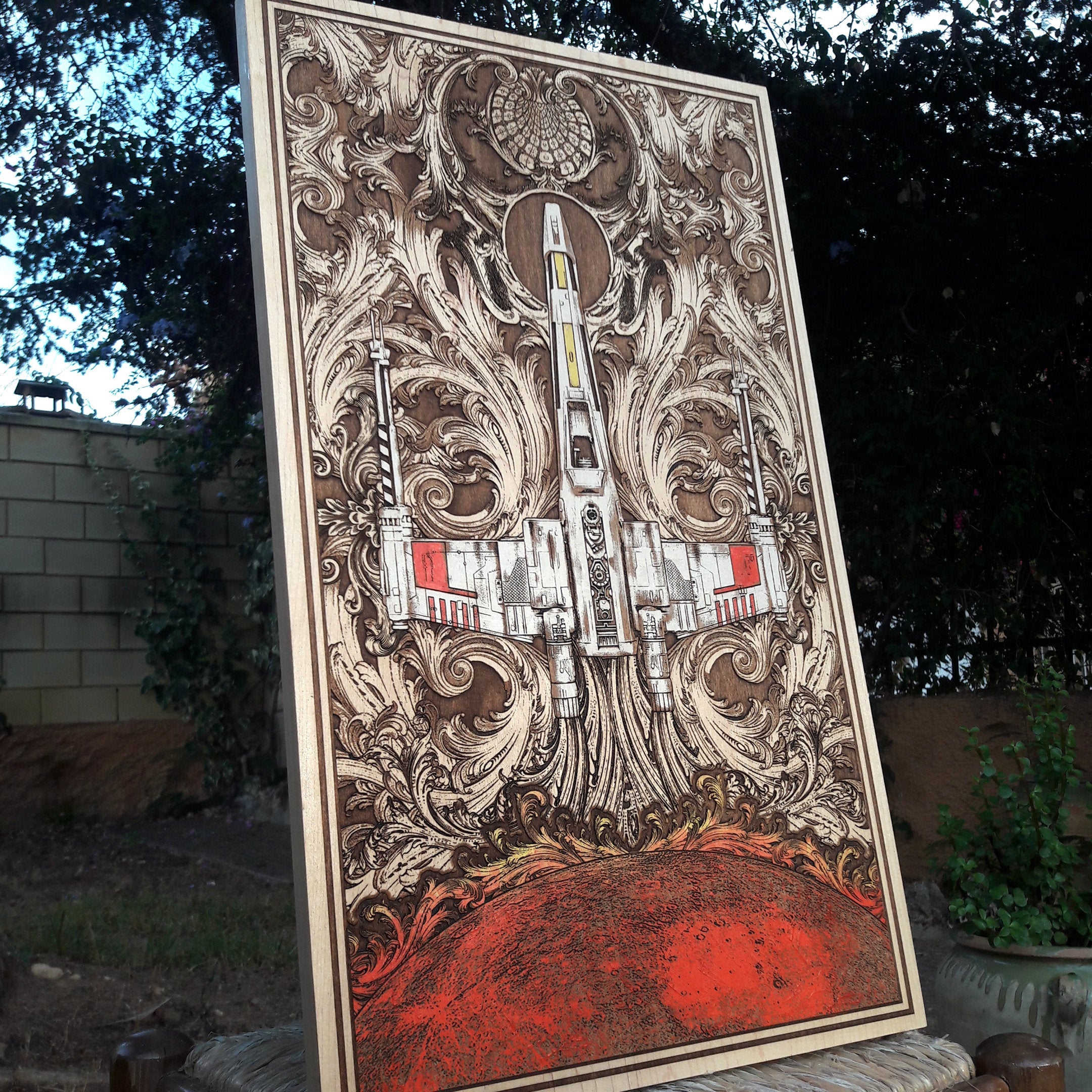 Intergalactic Ship IV Star Wars - Extra Large Star Wars engraved wood phone case