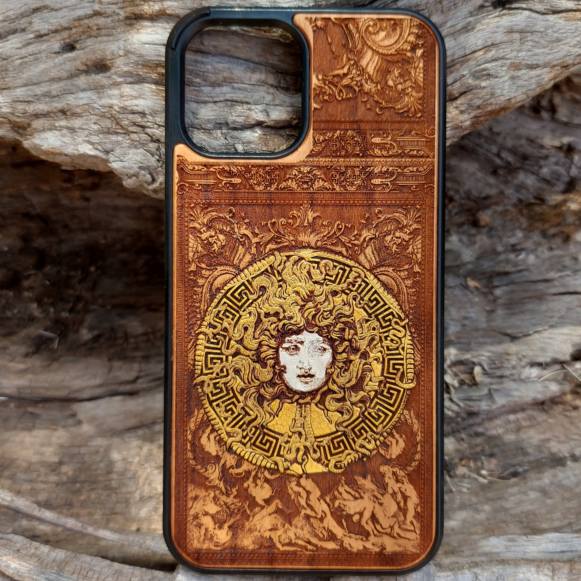 Medusa - Wood Phone Case - Hand Painted iPhone 14 Pro Max Medusa - Wood Phone Case - Hand Painted iPhone 14 Pro Max