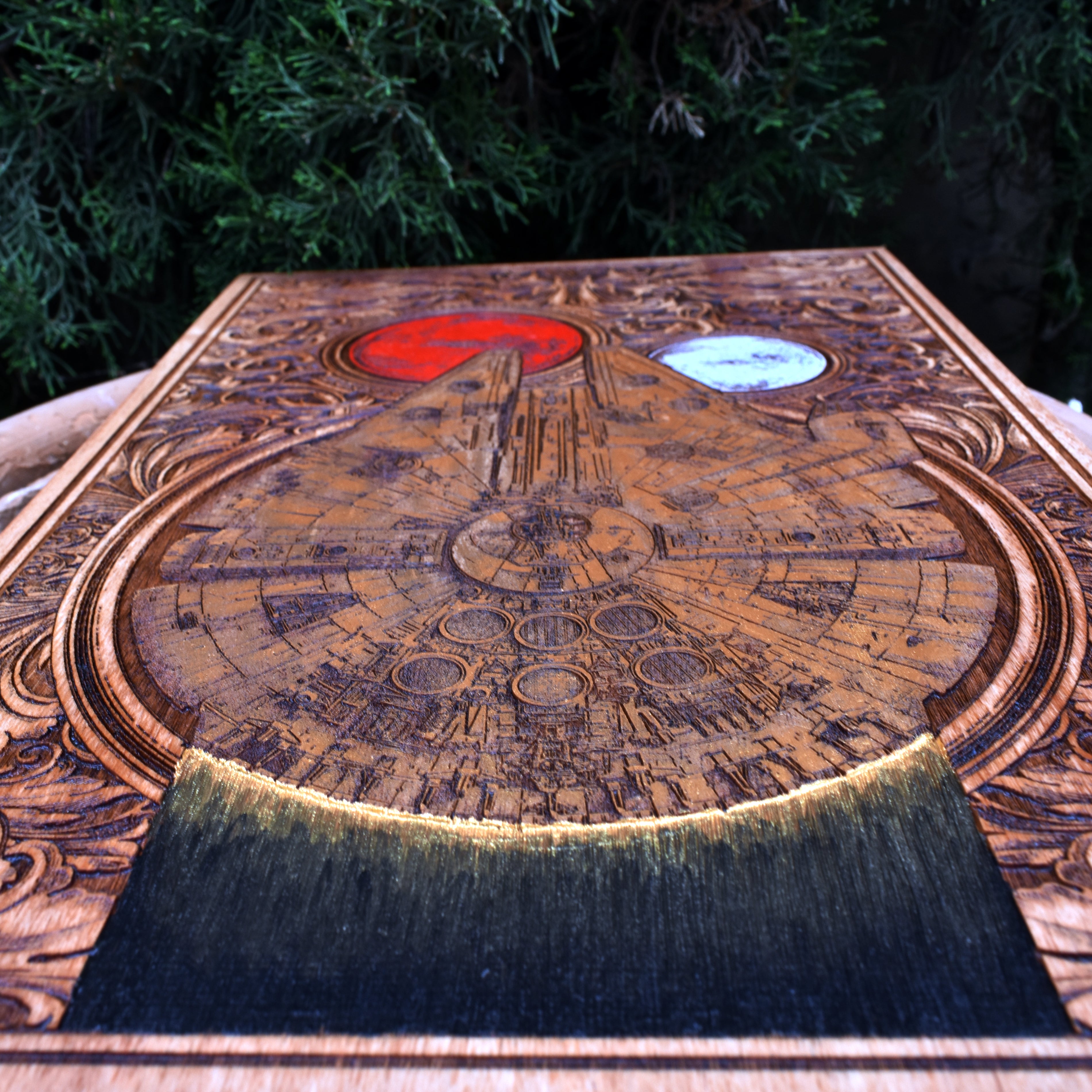 Intergalactic Ship IX Star Wars  - Large Cedar Wood - Hand Painted