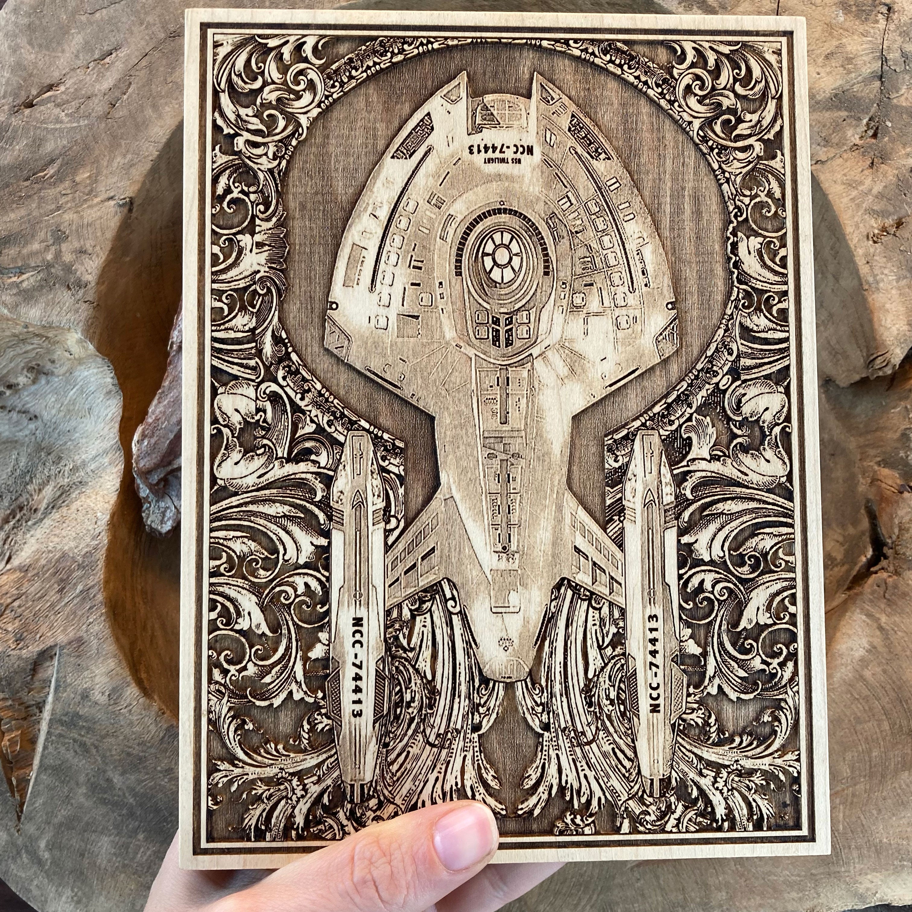 Star Trek Enterprise wooden decor for home or office
