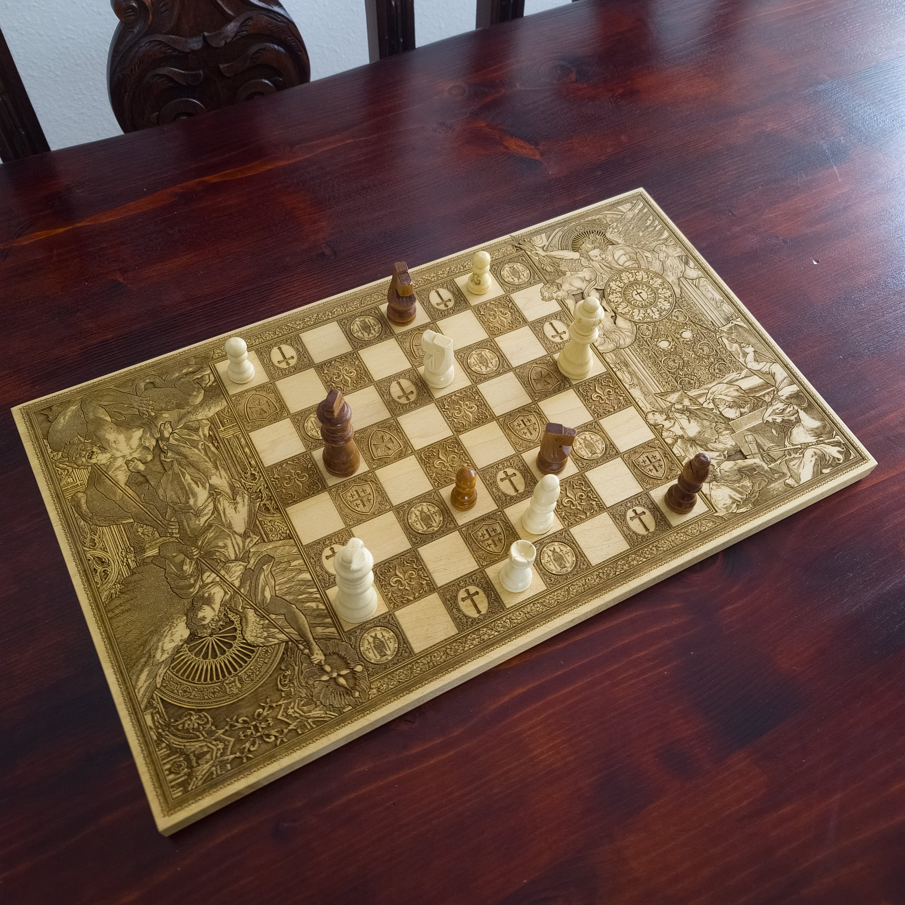 Handmade wooden chessboard – 5 year anniversary gift for couples
