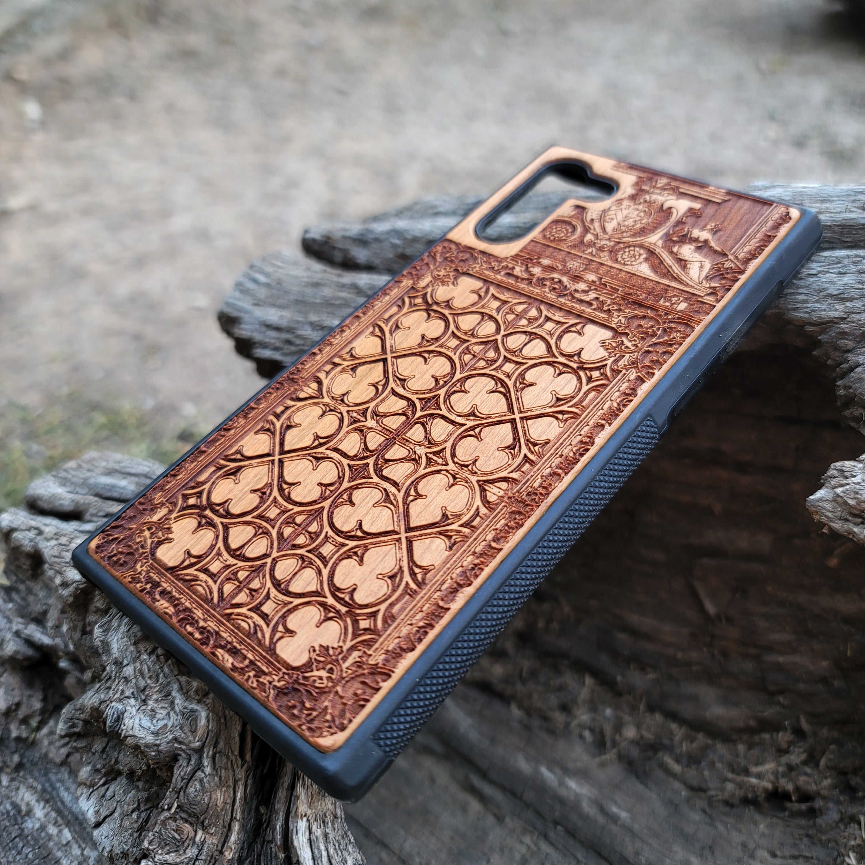 iPhone & Samsung Galaxy Wood Phone Case - Gothic Pattern (1)