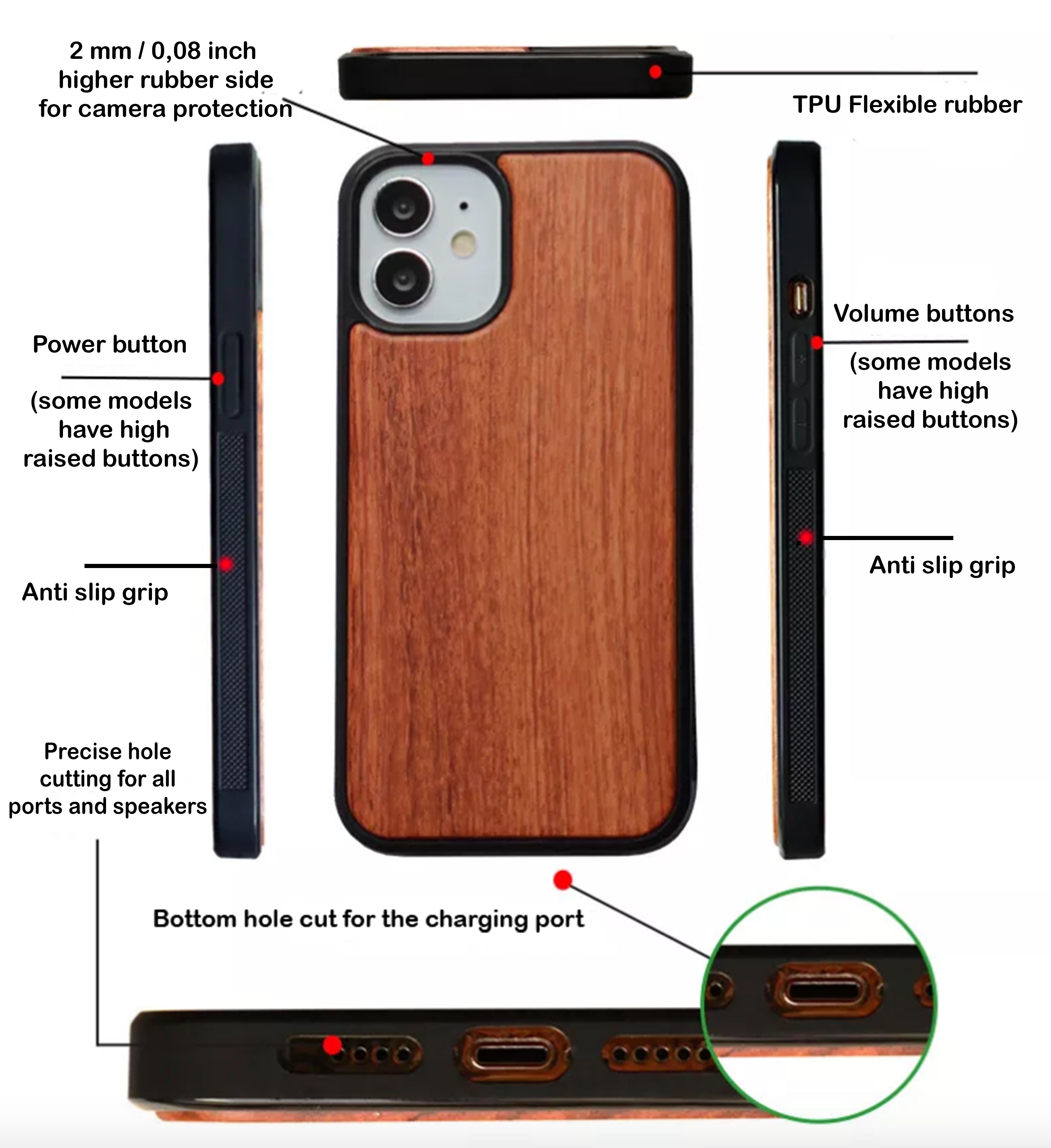 iPhone & Samsung Galaxy Wood Phone Case -   Snake Eye Gothic Pattern