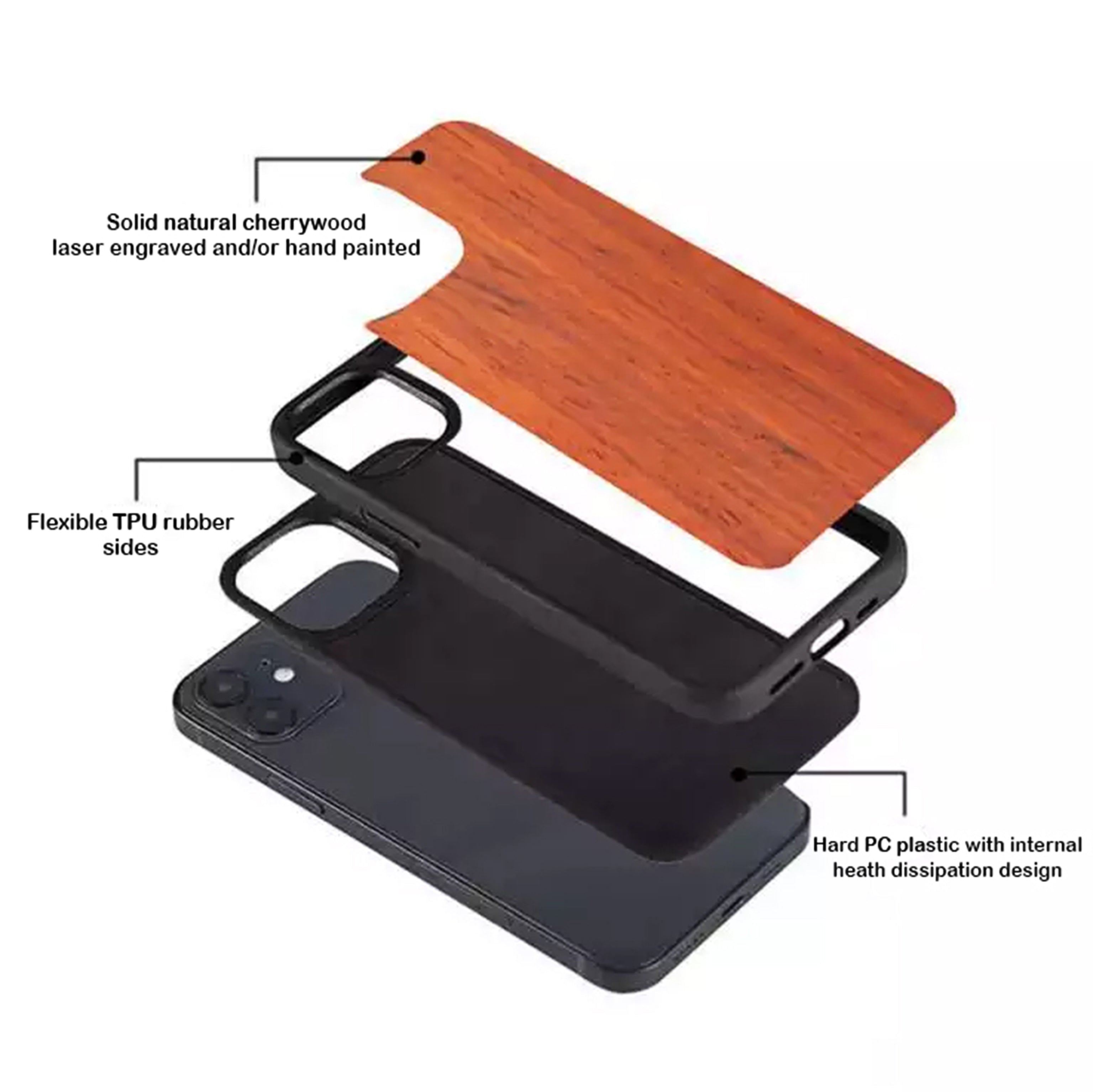 iPhone & Samsung Galaxy Wood Phone Case - Premium Wood Phone Cases: Gothic, Viking, and Ornate