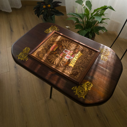 Family Crest Wood Coffee Table Top - Walnut Stained