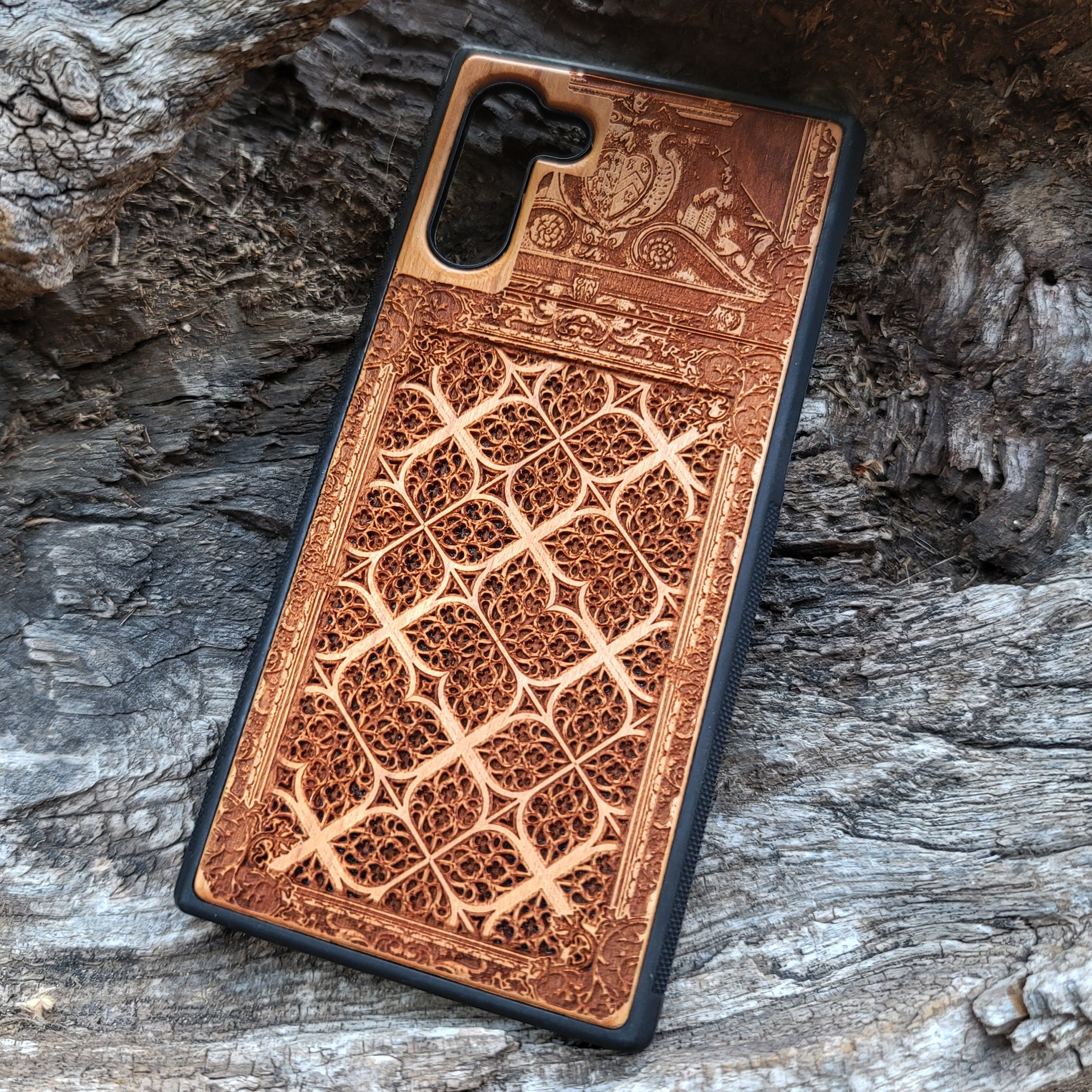 iPhone & Samsung Galaxy Wood Phone Case - Gothic Pattern (2)