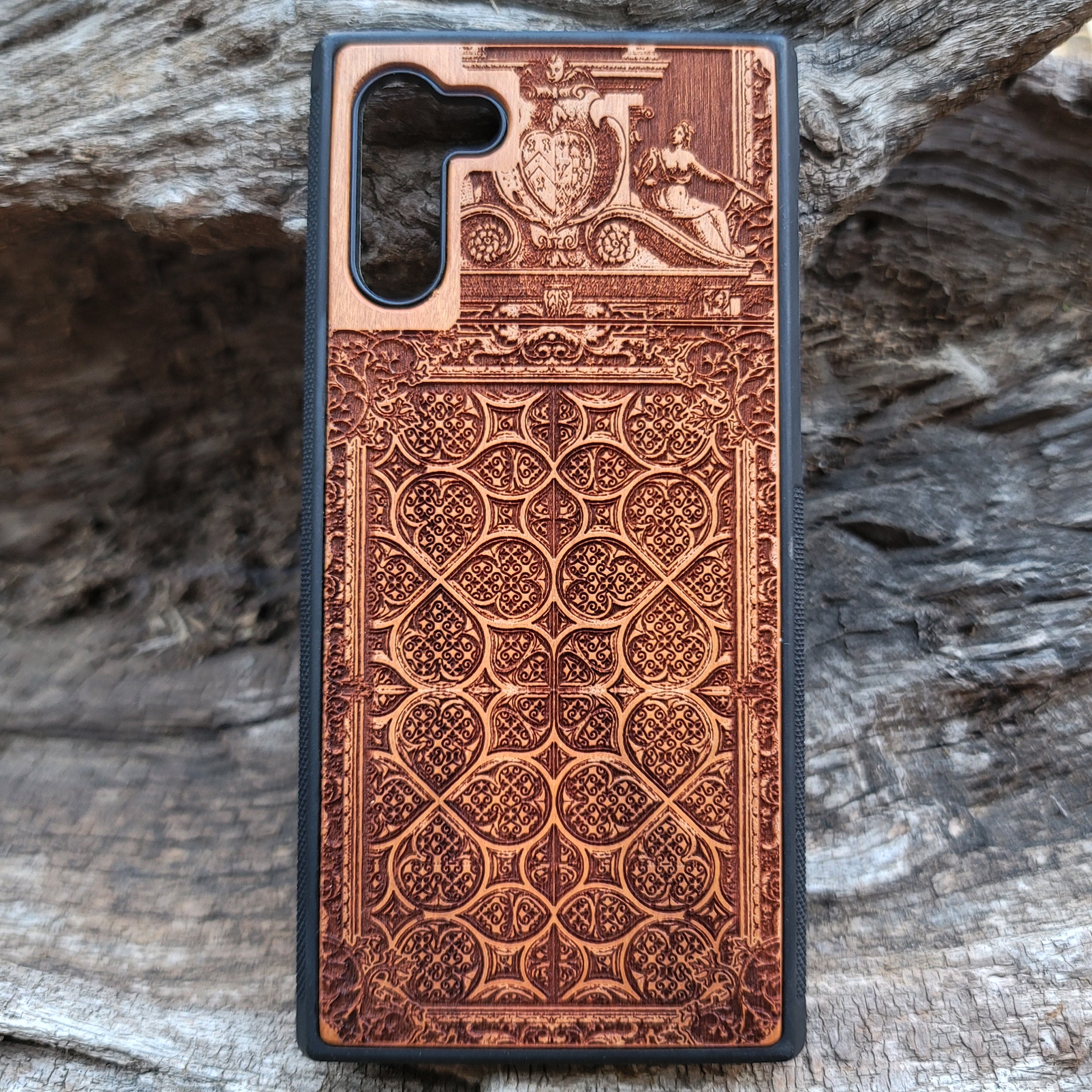 iPhone & Samsung Galaxy Wood Phone Case - Gothic Pattern (3)