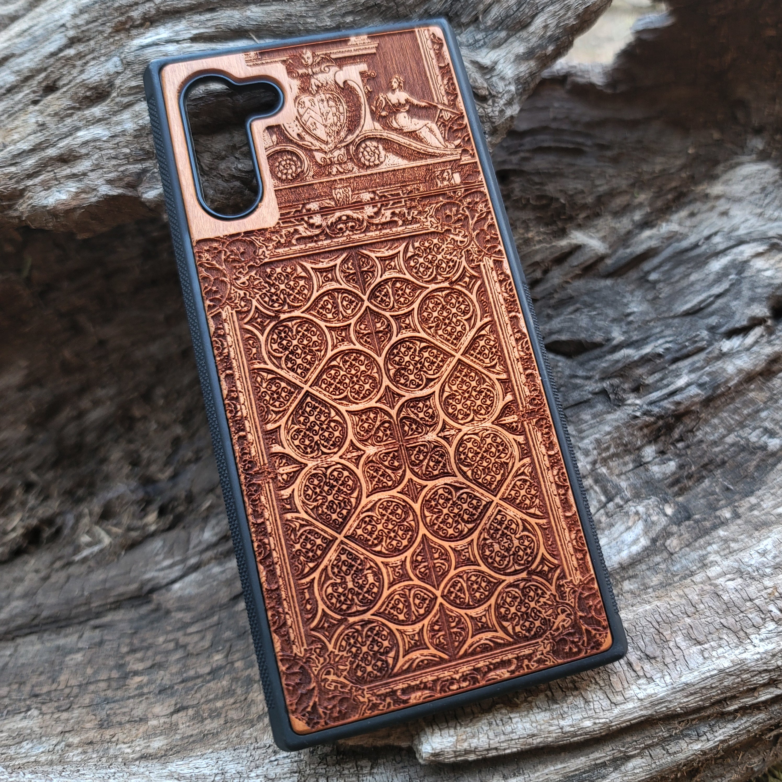 iPhone & Samsung Galaxy Wood Phone Case - Gothic Pattern (3)