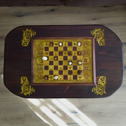 Roman Wood Chessboard Coffee Table Top - Walnut Stained