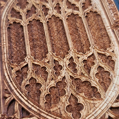 Wooden phone case with intricate gothic pattern, laser-engraved for iPhone , iPhone 15, Samsung Galaxy S, S24, Note 20. Durable and unique, perfect for gothic art fans and collectors.