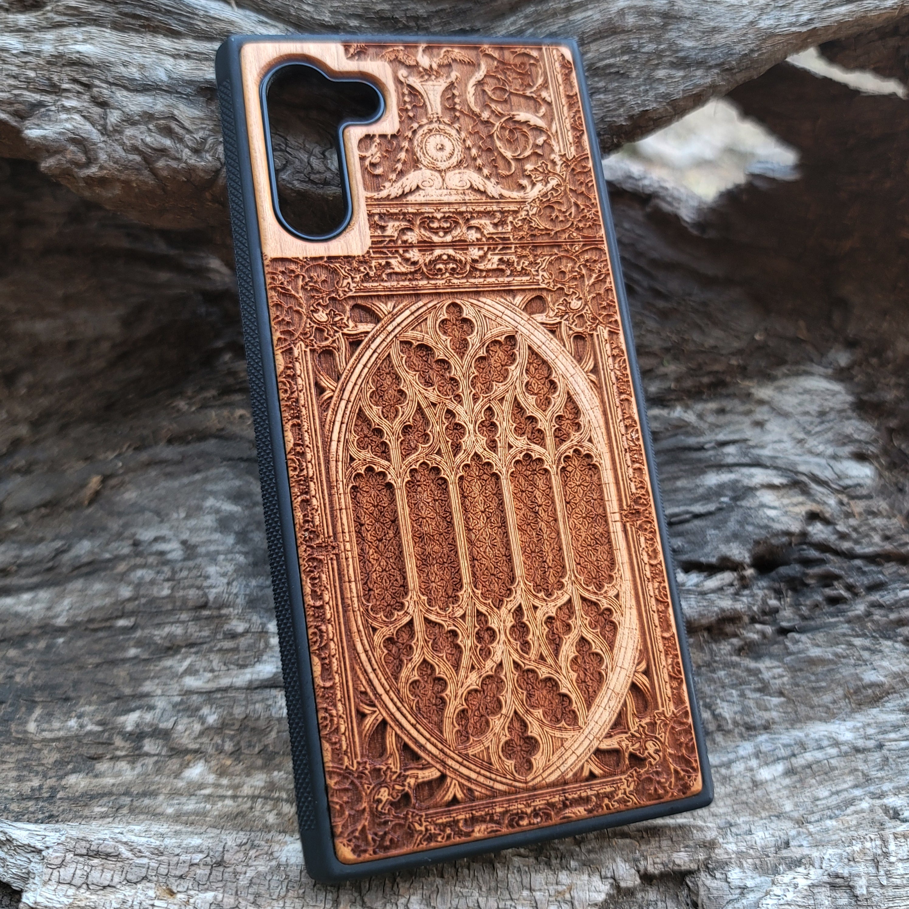 iPhone & Samsung Galaxy Wood Phone Case - Gothic Pattern (6)
