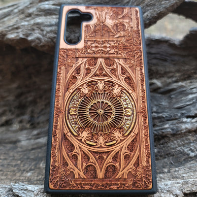 Gothic hand-painted wood phone case for iPhone and Samsung Galaxy. Slim, durable, and laser-engraved for a unique design. Compatible with iPhone 15, 14, 13, 12, 11 Pro Max Mini, Samsung Galaxy S24, S23, S22, S21, S20 Ultra Plus Note 20. Make a statement—order now!
