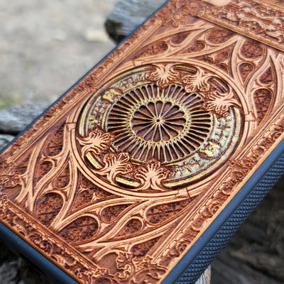 Gothic hand-painted wood phone case for iPhone and Samsung Galaxy. Slim, durable, and laser-engraved for a unique design. Compatible with iPhone 15, 14, 13, 12, 11 Pro Max Mini, Samsung Galaxy S24, S23, S22, S21, S20 Ultra Plus Note 20. Make a statement—order now!