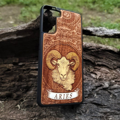 Aries birthday gift idea – wooden zodiac phone case