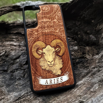 Custom zodiac Aries wood case for horoscope fans