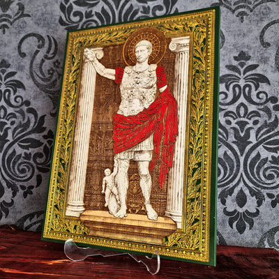 Augustus Roman Emperor - Large Maple Stained Wood