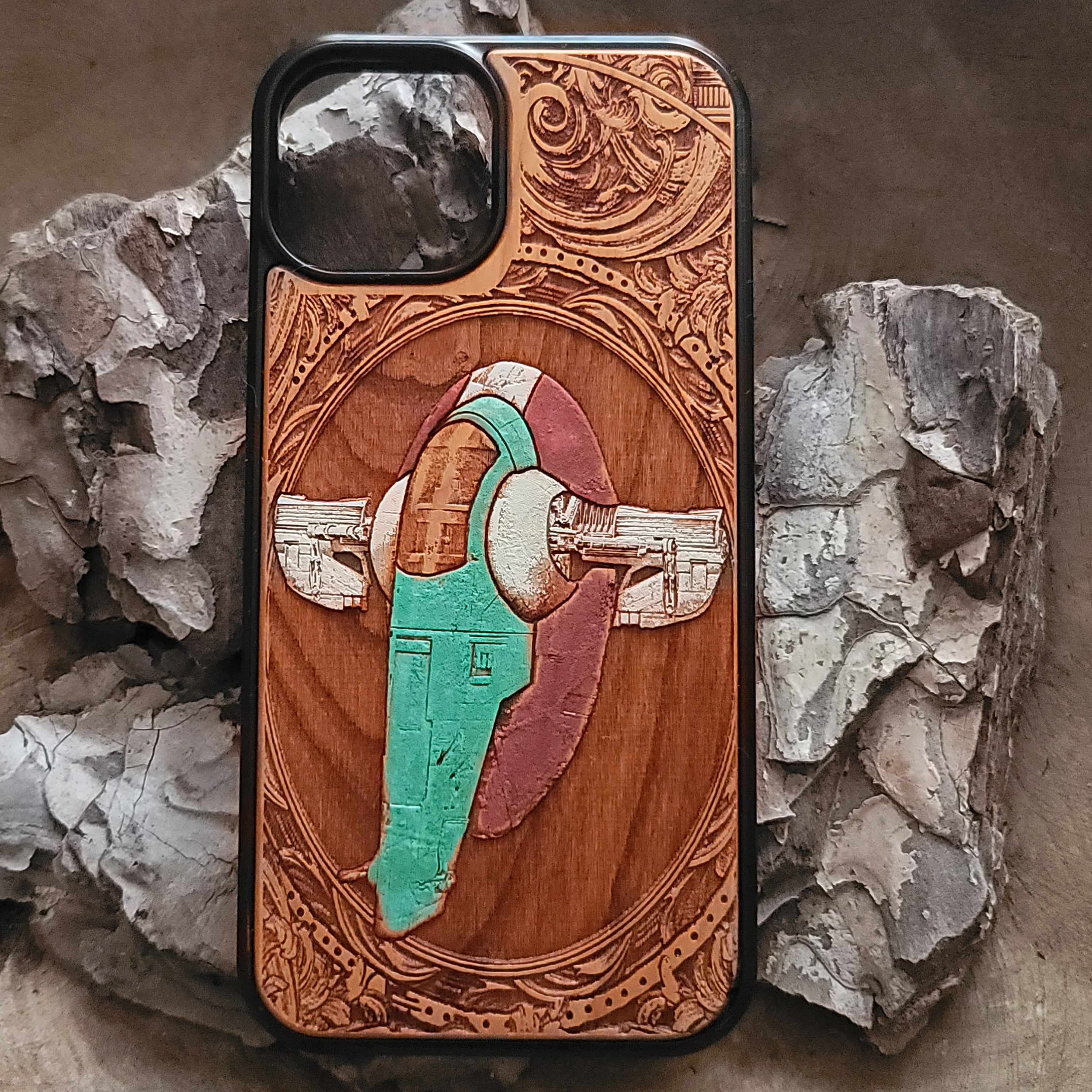 iPhone & Samsung Galaxy Wood Phone Case - Ship VII Hand Painted