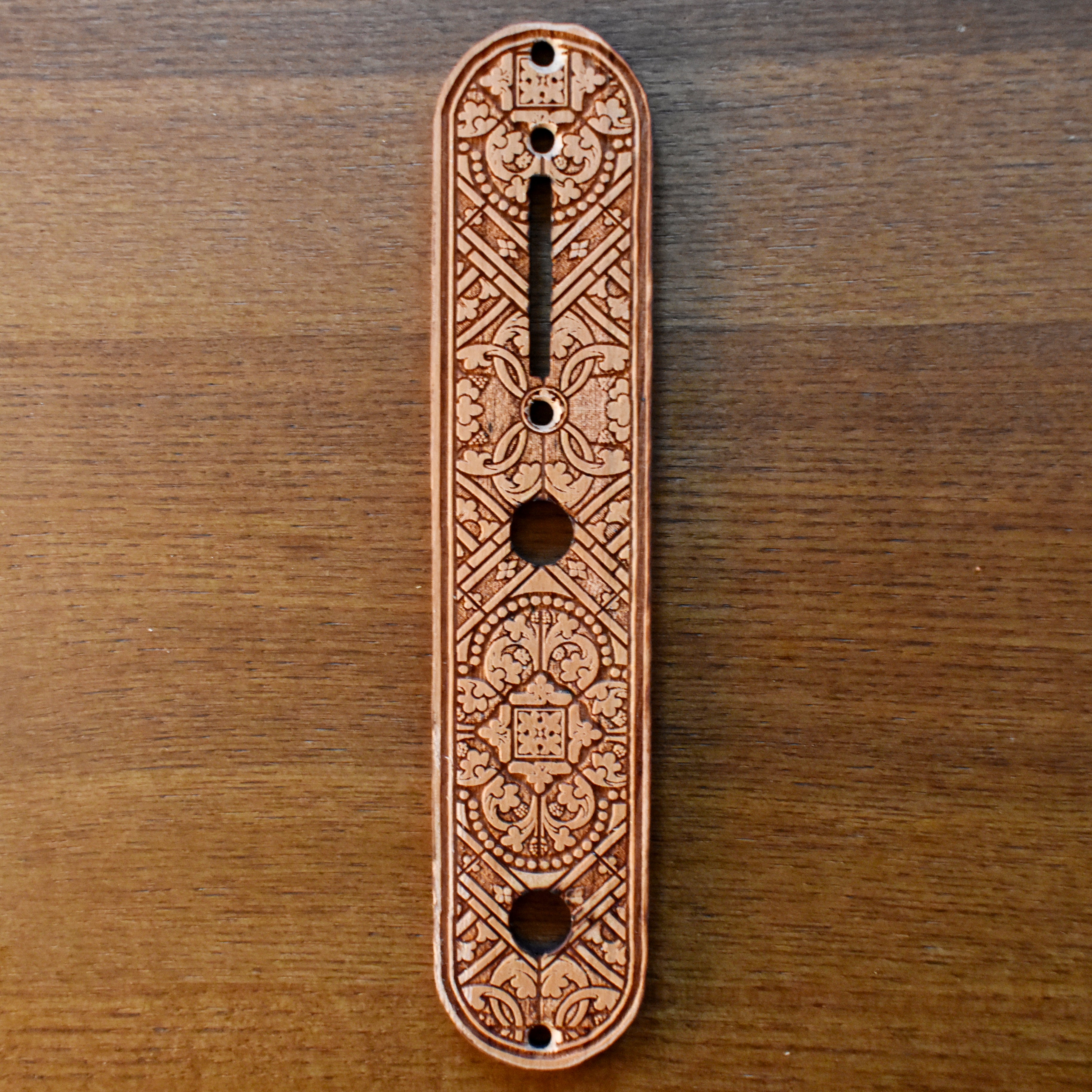 Telecaster Control Plate Medieval Ornate – gothic art, engraved wood, dark fantasy, skeleton design, artisan crafted