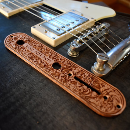 Customizable engraved wood control plate replacement for Telecaster guitar — personal initials, logo or artwork possible