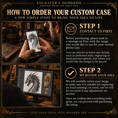 How to order a personalized wood phone case using your own photo drawing or artwork