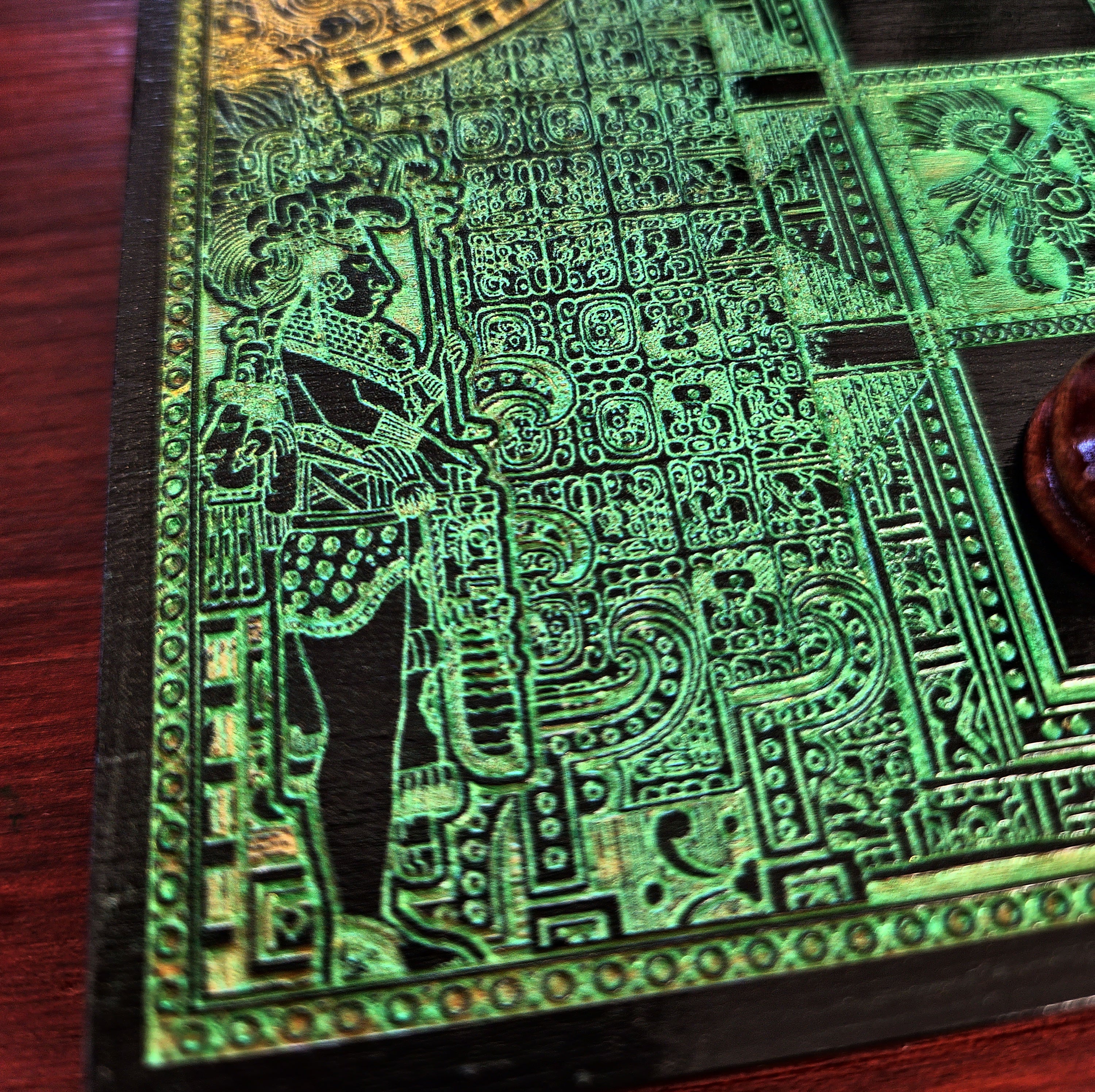 Aztec Chess Board - Black & Green - A3 Large Size