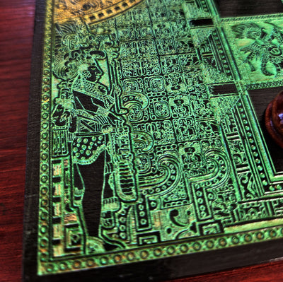 Aztec Chess Board - Black & Green - A3 Large Size