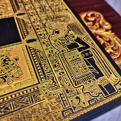 Aztec Chess Board - Black & Gold - Tournament Size