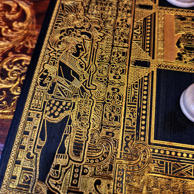 Aztec Chess Board - Black & Gold - Tournament Size