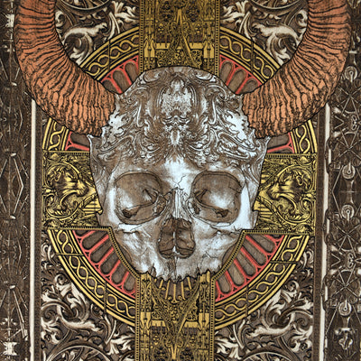 Gothic engraved wood art – gothic art, engraved wood, dark fantasy, skeleton design, artisan crafted