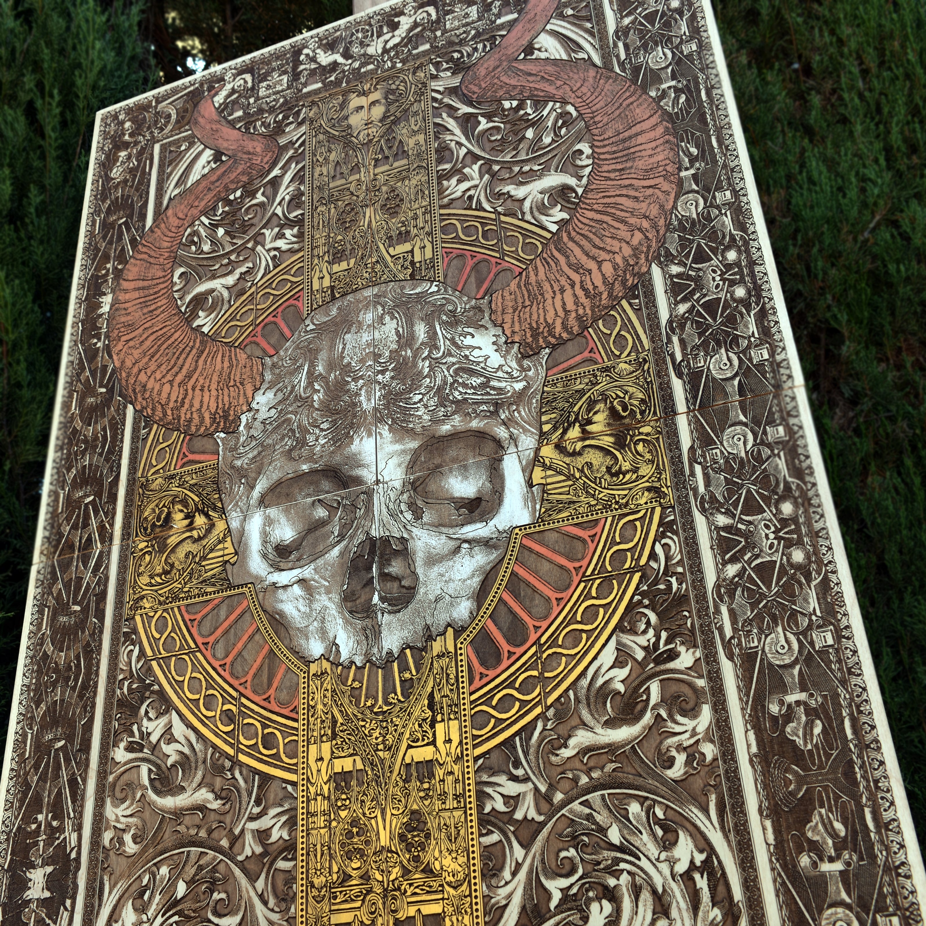 Cross Skull II  - Mega Large - 4 Wood Pieces