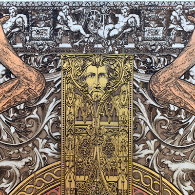 Gothic engraved wood art – gothic art, engraved wood, dark fantasy, skeleton design, artisan crafted