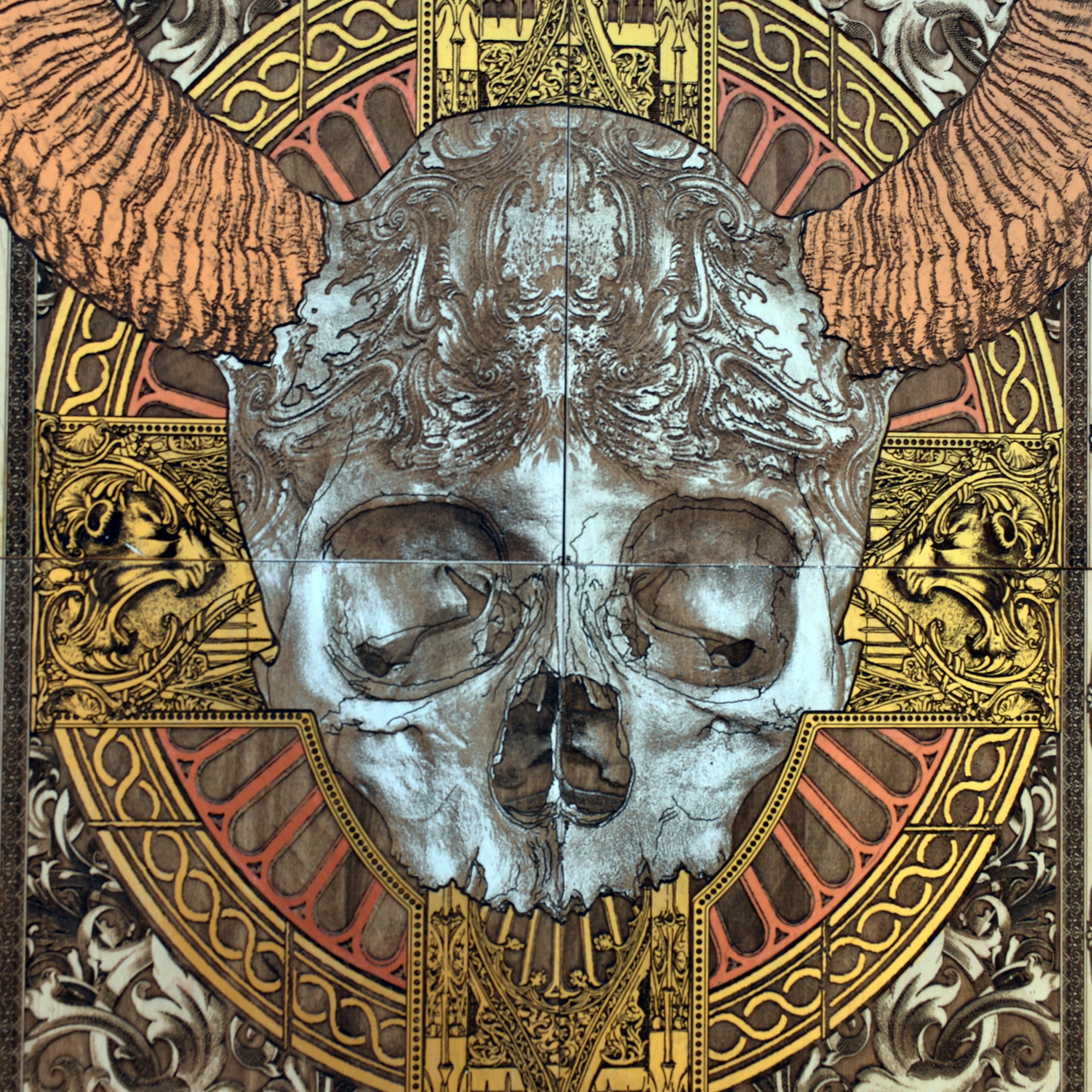 Cross Skull II  - Mega Large - 4 Wood Pieces